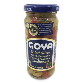 GOYA SALAD OLIVES PITTED MANZANILLA OLIVES & PIMIENTOS 142 G 