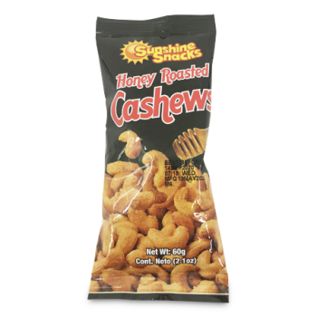 SUNSHINE SNACKS HONEY ROASTED CASHEWS 60 G 