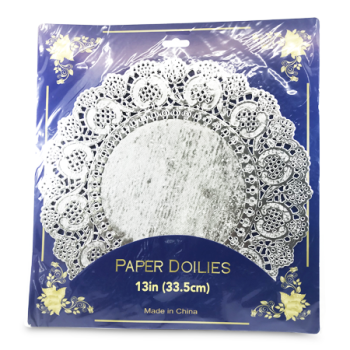 PAPER DOILIES SILVER 33.5 CM 