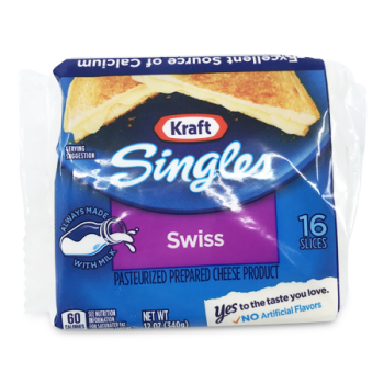 KRAFT SINGLES SWISS CHEESE 16 SLICES 340 G 