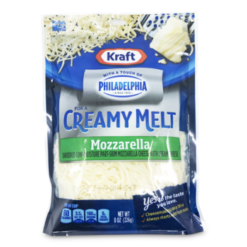 KRAFT PHILADELPHIA CREAMY MELT SHREDDED MOZZARELLA 226 G 