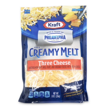 KRAFT PHILADELPHIA CREAMY MELT SHREDDED THREE CHEESE 226 G 
