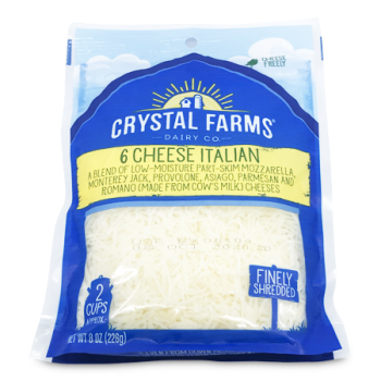 CRYSTAL FARMS 6 CHEESE ITALIAN FINELY SHREDDED 226 G 