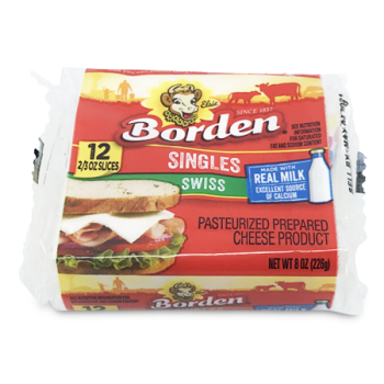 BORDEN SWISS CHEESE SINGLES 8 SLICES 226 G 
