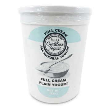 GUILTLESS YOGURT FULL CREAM ALL NATURAL YOGURT PLAIN 32 OZ