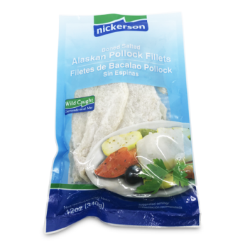 NICKERSON BONED SALTED ALASKAN POLLOCK FILLETS 340 G 