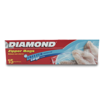 DIAMOND ZIPPER BAGS FREEZER LARGE 15 BAGS 