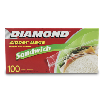 DIAMOND ZIPPER BAGS SANDWICH 100 BAGS 