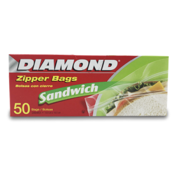 DIAMOND ZIPPER BAGS SANDWICH 50 BAGS 