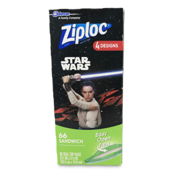 ZIPLOC STAR WARS 66 SANDWICH SEAL TOP BAGS 