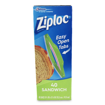ZIPLOC EASY OPN TAB 40 SANDWICH BAG 