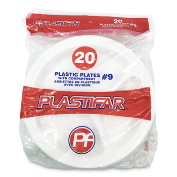 PLASTIFAR PLASTIC PLATES W/COMPARTMENTS  20PCS
