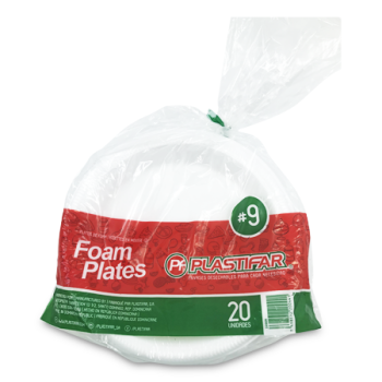 PLASTIFAR FOAM PLATES 9" 20PCS