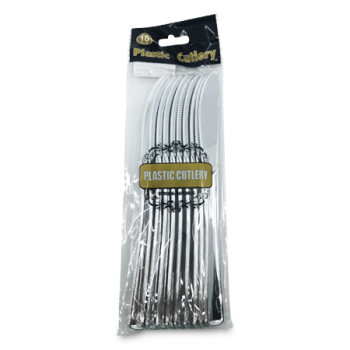 PLASTIC CUTLERY KNIVES SLIVER 10PCS