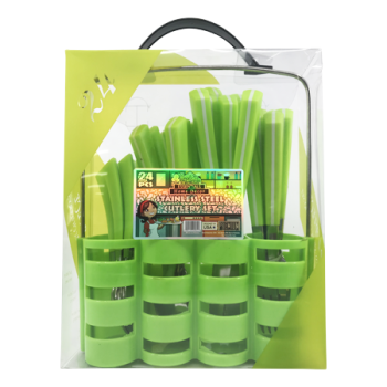 ESSENTIALS GREEN CUTLERY SET 24PCS 