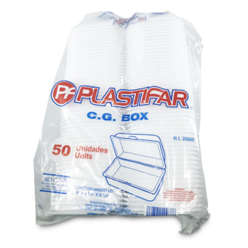 PLASTIFAR SNACK CONTAINER 8"X4 1/4"X2 3/4" 50 UNITS 