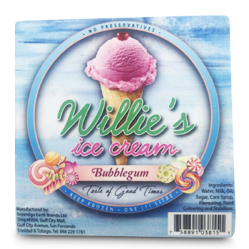 WILLIE'S ICE CREAM BUBBLEGUM 1L