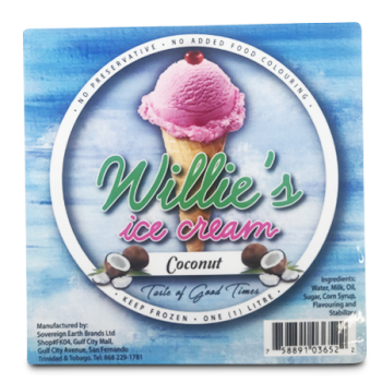 WILLIE'S ICE CREAM COCONUT 1L