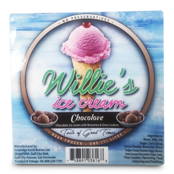 WILLIE'S ICE CREAM CHOCOLOVE 1L