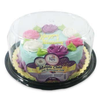 KISS MARBLE CAKE W/BUTTER CREAM ICING 8"