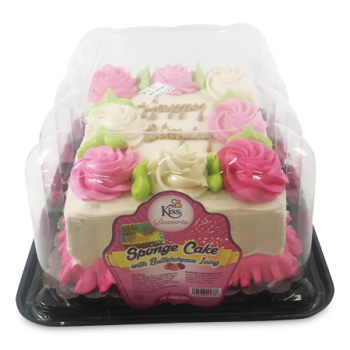 KISS SPONGE CAKE W/BUTTER CREAM ICING 1/8 SHEET