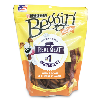 PURINA BEGGIN W/BACON & CHEESE STRIPS 170G