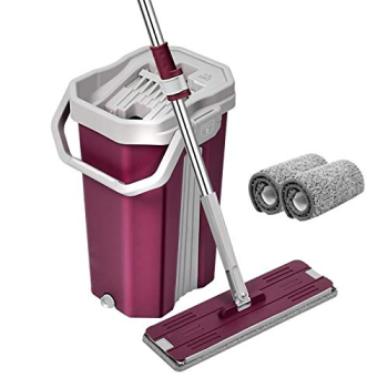 U.P.C. Hands-Free Squeeze Microfiber Flat Spin Mop System 360° Flexible Head