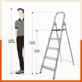 Bathla Advance Carbon - 5 Step Foldable Aluminium Ladder