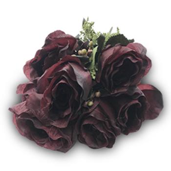 ESSENTIALS BURGUNDY ARTIFICAL ROSE FLOWER BUNCH 