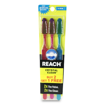 REACH CRYSTAL CLEAN TOOTHBRUSH 3PK