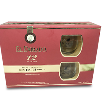 EL DORADO 12YR RUM 2PK GLASS SET 750ML
