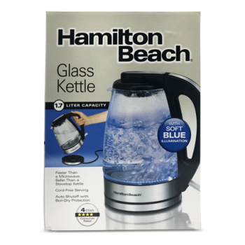 HAMILTON BEACH GLASS KETTLE 1.7L