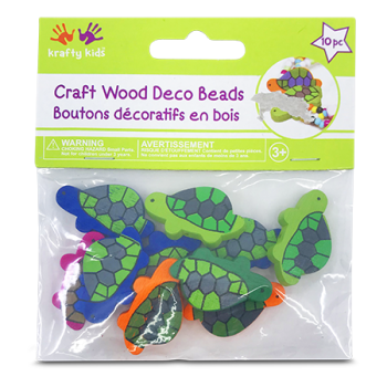 KRAFTY KIDS CRAFT WOOD DECO BEADS 10PCS 