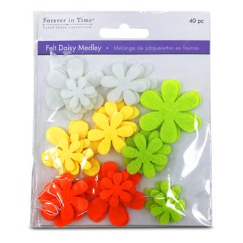 FELT DAISY MEDLEY 40PCS 