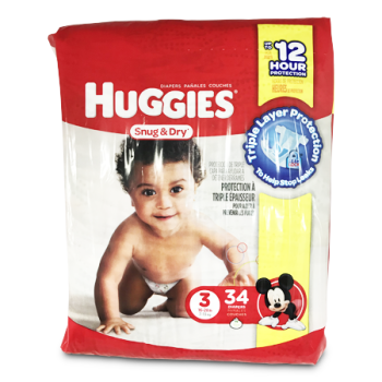 HUGGIES SNUG N DRY JUMBO STEP 3  34'S