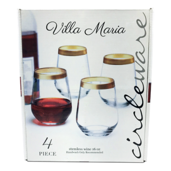 VILLA MARIA STEMLESS WINE GLASS 4PCS 16OZ
