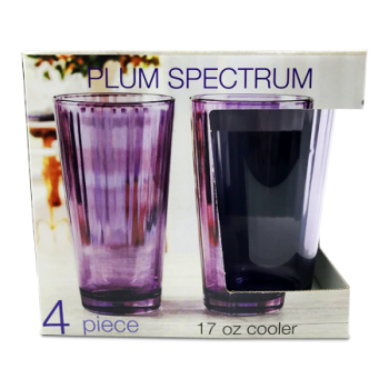 PLUM SPECTRUM GLASS 17OZ 4PCS 