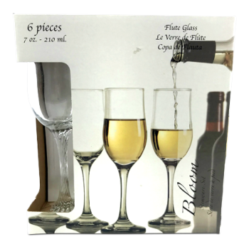 FLUTE GLASS 6PCS 210ML 
