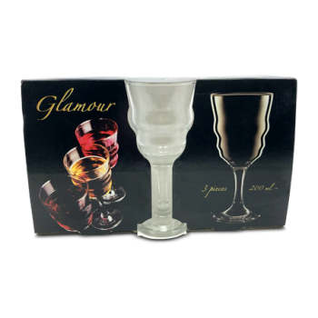 GLAMOUR STEM GLASS 200ML 3PCS 