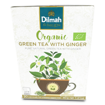 DILMAH ORGANIC GREEN TEA W/GINGER 20'S