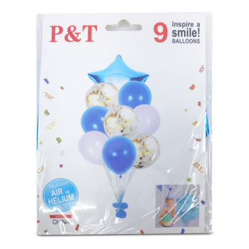 CONFETTI BLUE BOUGUET BALLOON SET 9PCS 