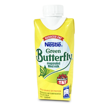 NESTLE GREEN BUTTERFLY EVAPORATED MILK S/CAP 330ML 