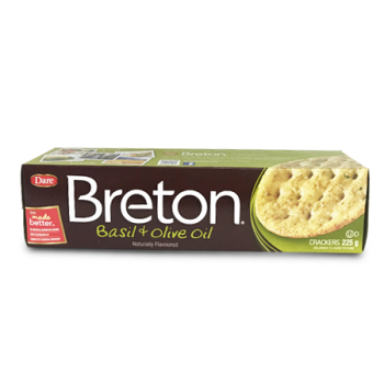 DARE BRETON BASIL & OLIVE OIL CRACKER 225G