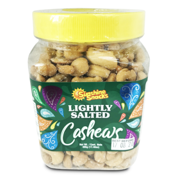 SUNSHINE SNACKS LIGHTLY SALTED CASHEWS 495G