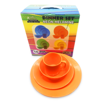 ESSENTIALS DINNER SET NEON MELAMINE 16PCS 