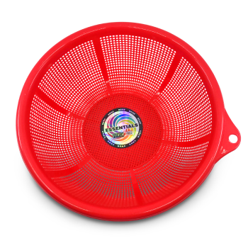 ESSENTIALS PLASTIC RED STRAINER 9"