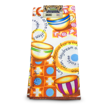 ESSENTIALS KITCHEN TOWEL W/TEA CUPS PATTERN 