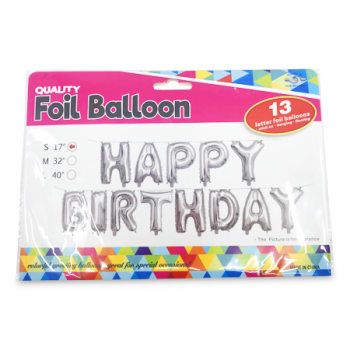 MS IMPORTS SILVER FOIL HAPPY BIRTHDAY BANNER 