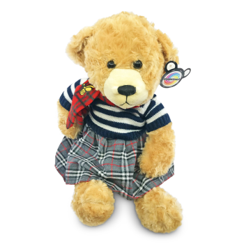 BROWN TEDDY W/SWEATER+SKIRT 