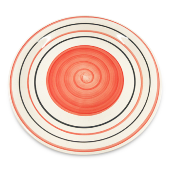 MS IMPORTS DINNER PLATE RED/BLACK CIRCLE PATTERN 